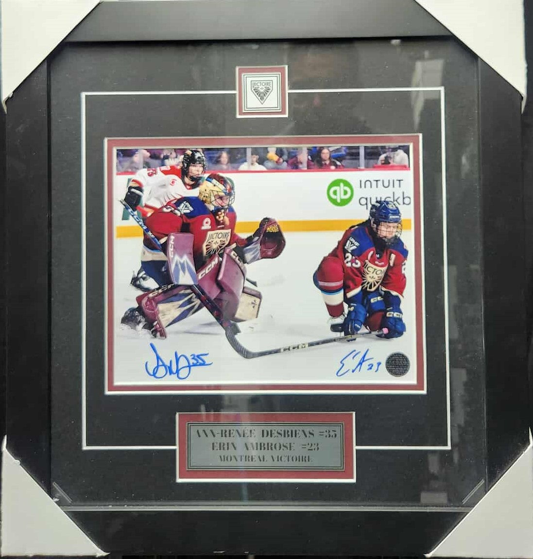 Ann-Renée Desbiens & Erin Ambrose Signed & Framed 8x10 Photo – Montréal Victoire