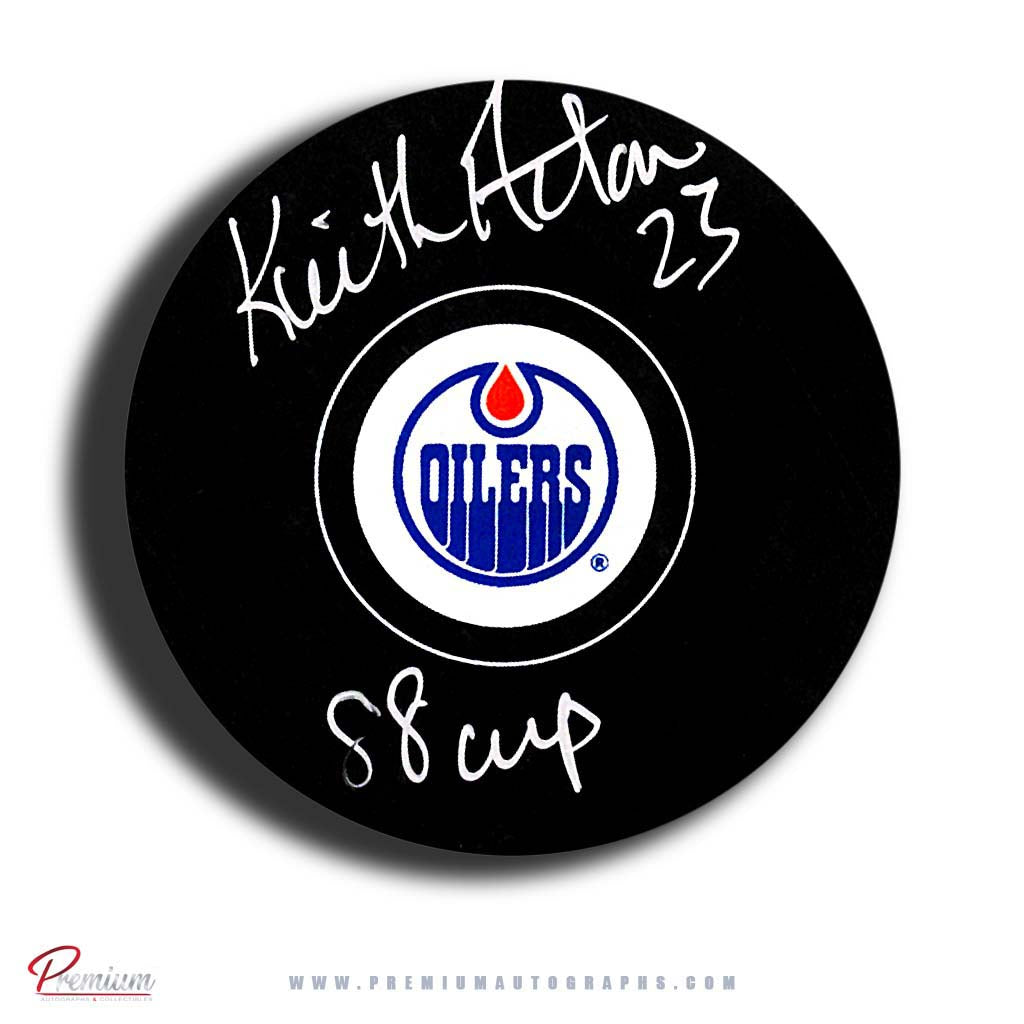 Keith Acton Edmonton Oilers Autographed Puck w/ 88 Cup Inscription