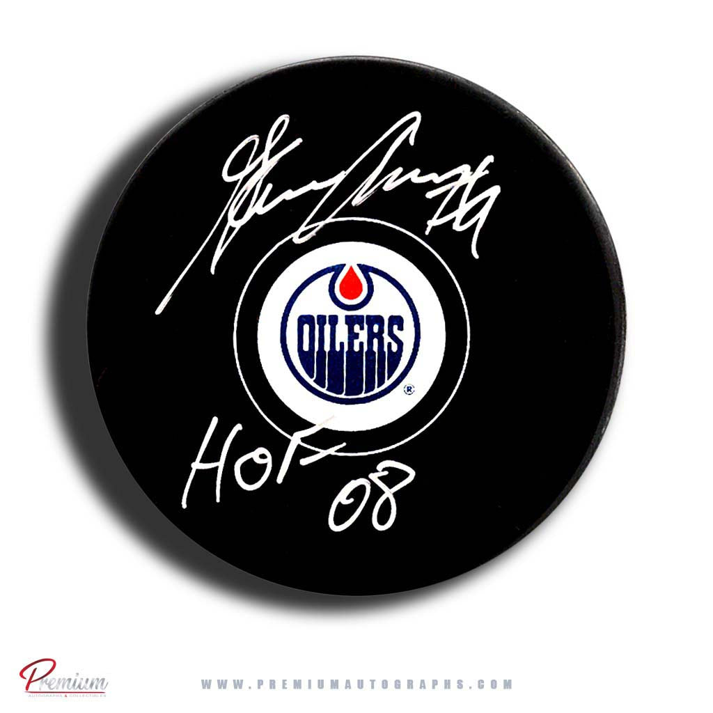 Glenn Anderson Edmonton Oilers Autographed Puck w/ HOF 08 Inscription