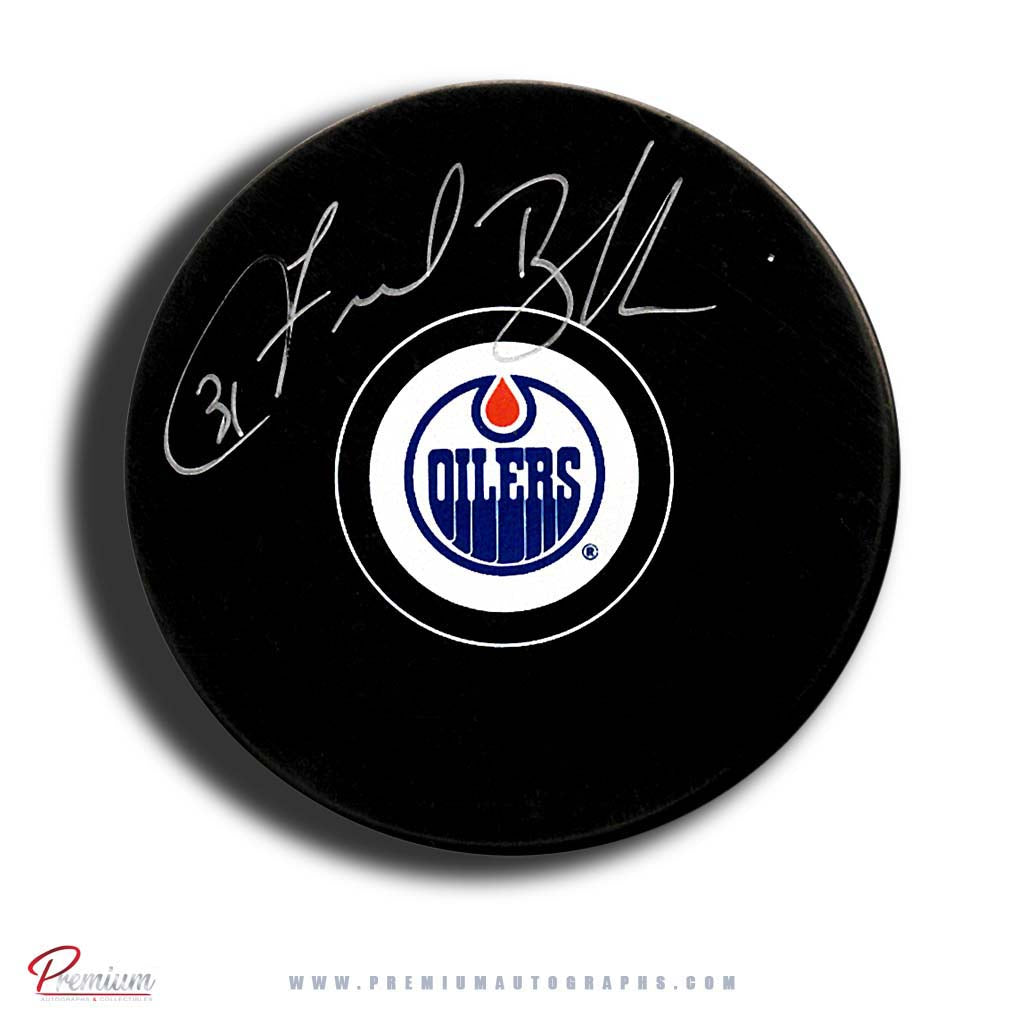 Fred Brathwaite Edmonton Autographed Puck