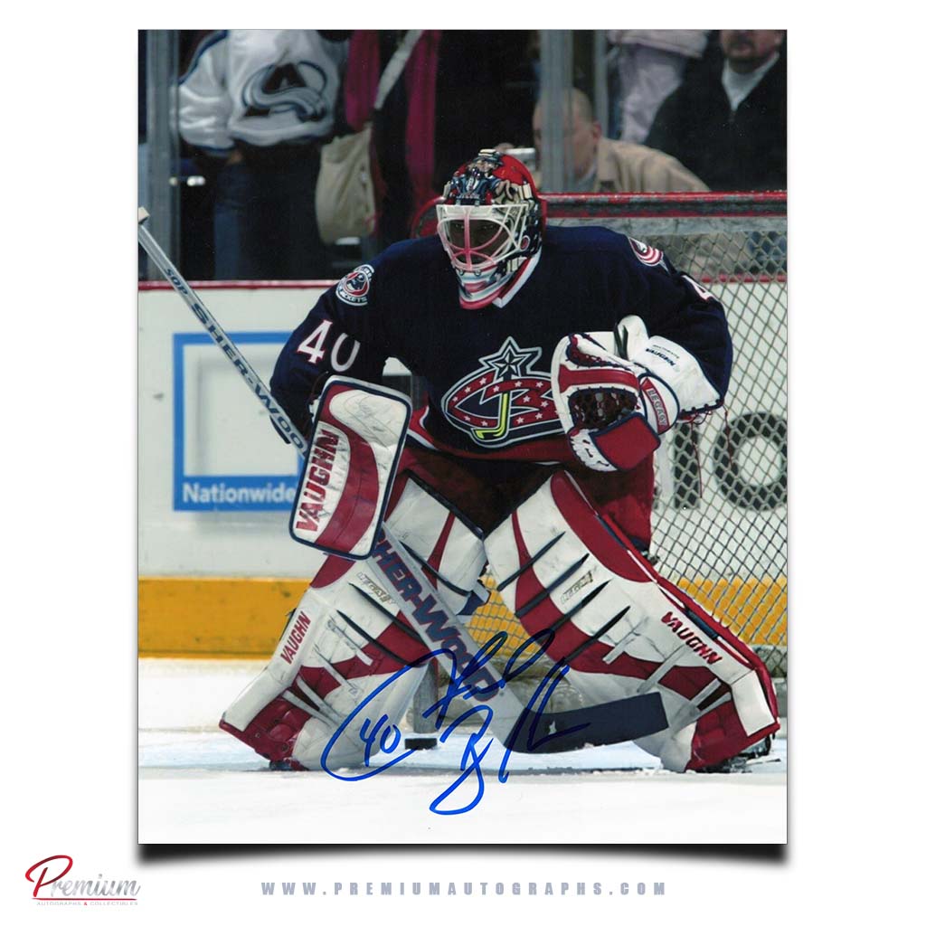 Fred Brathwaite Columbus Blue Jackets Autographed 8x10 Photograph Focused