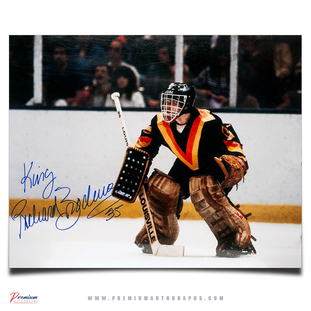 King Richard Brodeur Vancouver Canucks Signed 16x20 Photograph In Net