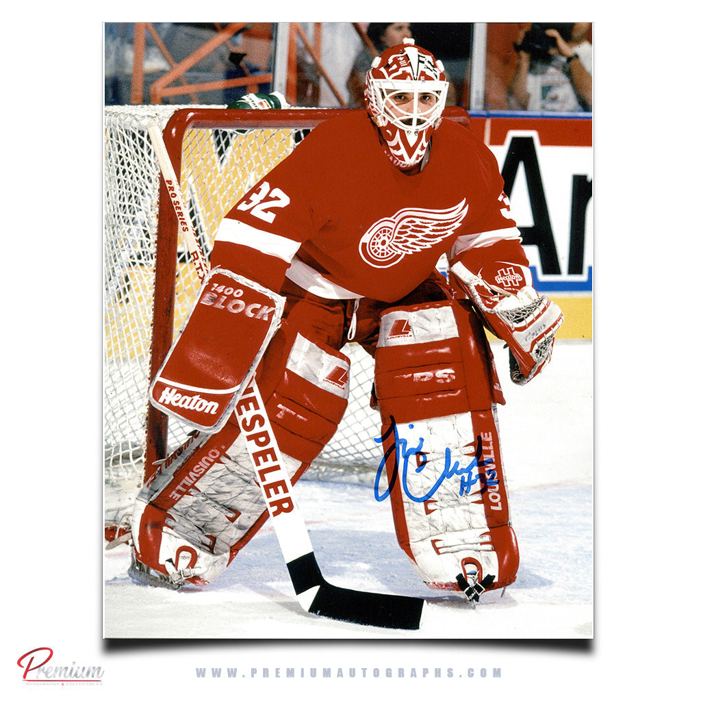 Tim Cheveldae Detroit Red Wings Autographed 8x10 Against the Post