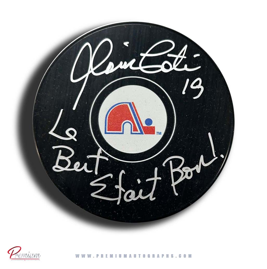 Alain Cote Quebec Nordiques Autographed Puck w/ Inscription