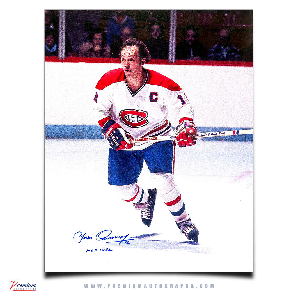 Yvan Cournoyer MontreaL Canadiens Signed 16x20 Photograph Captain w/ HOF 1982 Inscription