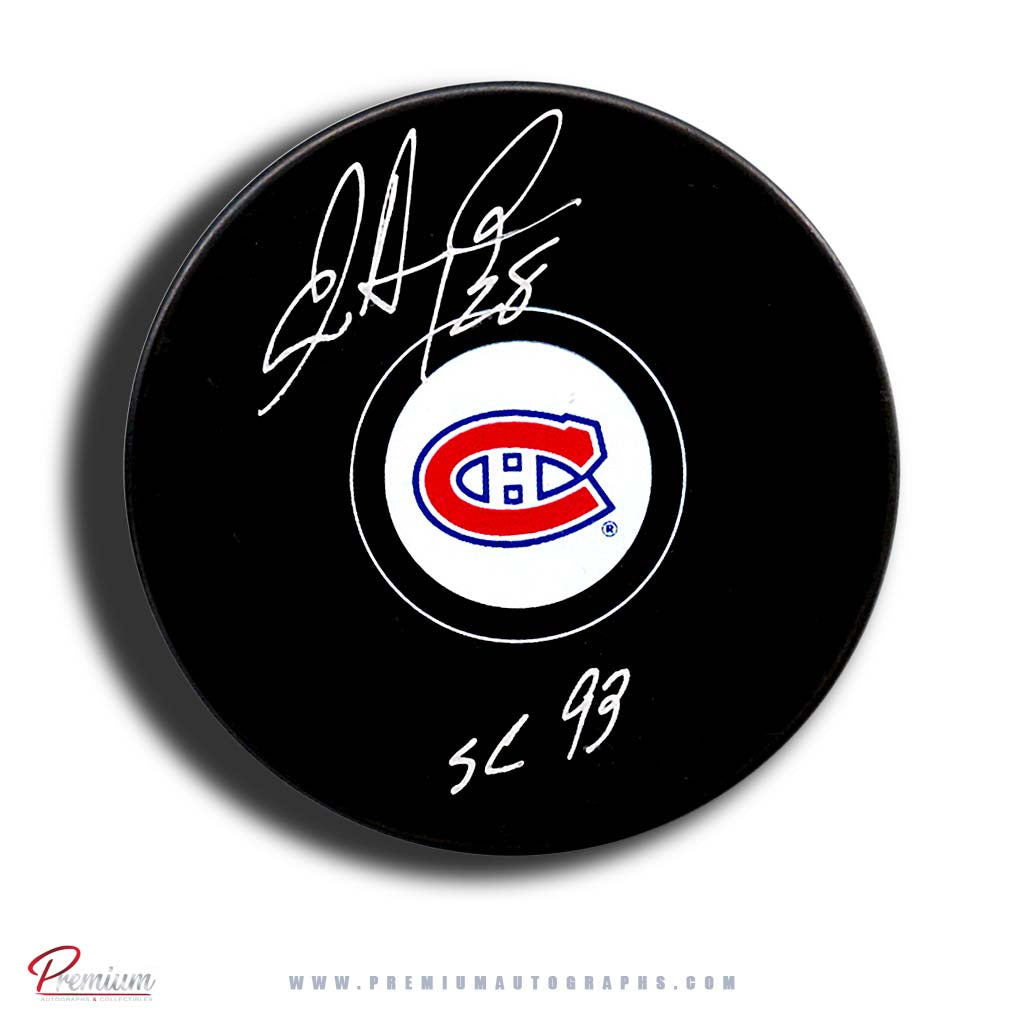 Eric Desjardins Montreal Canadiens Autographed Puck w/ SC 93 Inscription