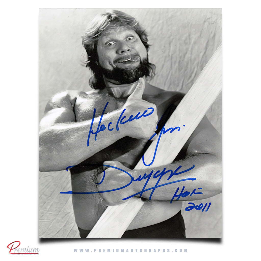 Hacksaw Jim Duggan WWE Wrestling Autographed 8x10 Photograph Close Line w/ HOF 2011 Inscription