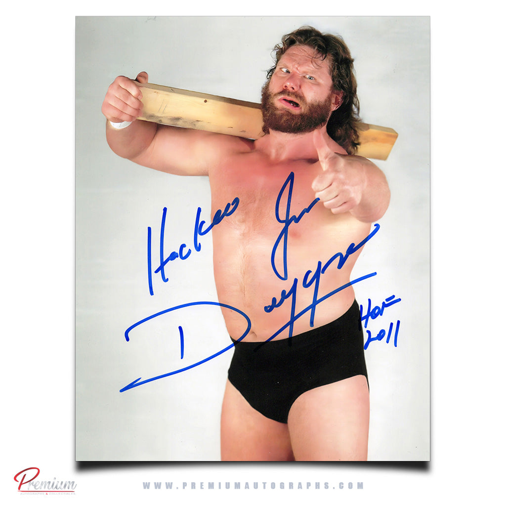 Hacksaw Jim Duggan WWE Wrestling Autographed 8x10 Photograph Pointing w/ HOF 2011 Inscription