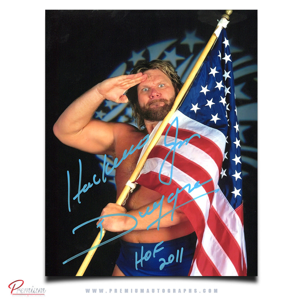 Hacksaw Jim Duggan WWE Wrestling Autographed 8x10 Photograph American Salute w/ HOF 2011 Inscription