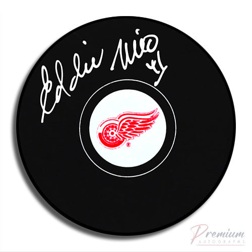 Eddie Mio Detroit Red Wings Signed Puck