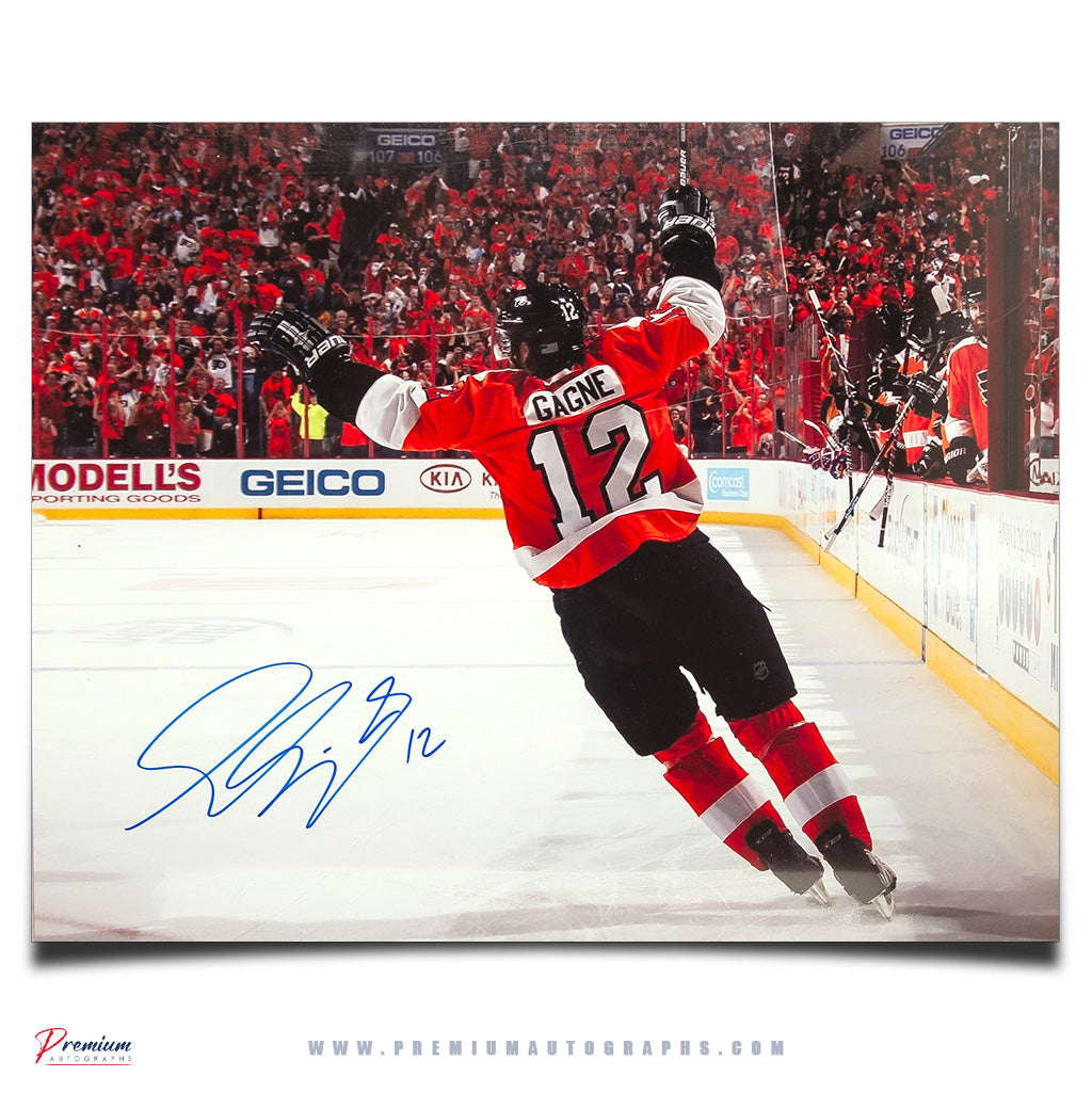 Simon Gagne Philadelphia Flyers Signed 16x20 Photograph Goal Celebration