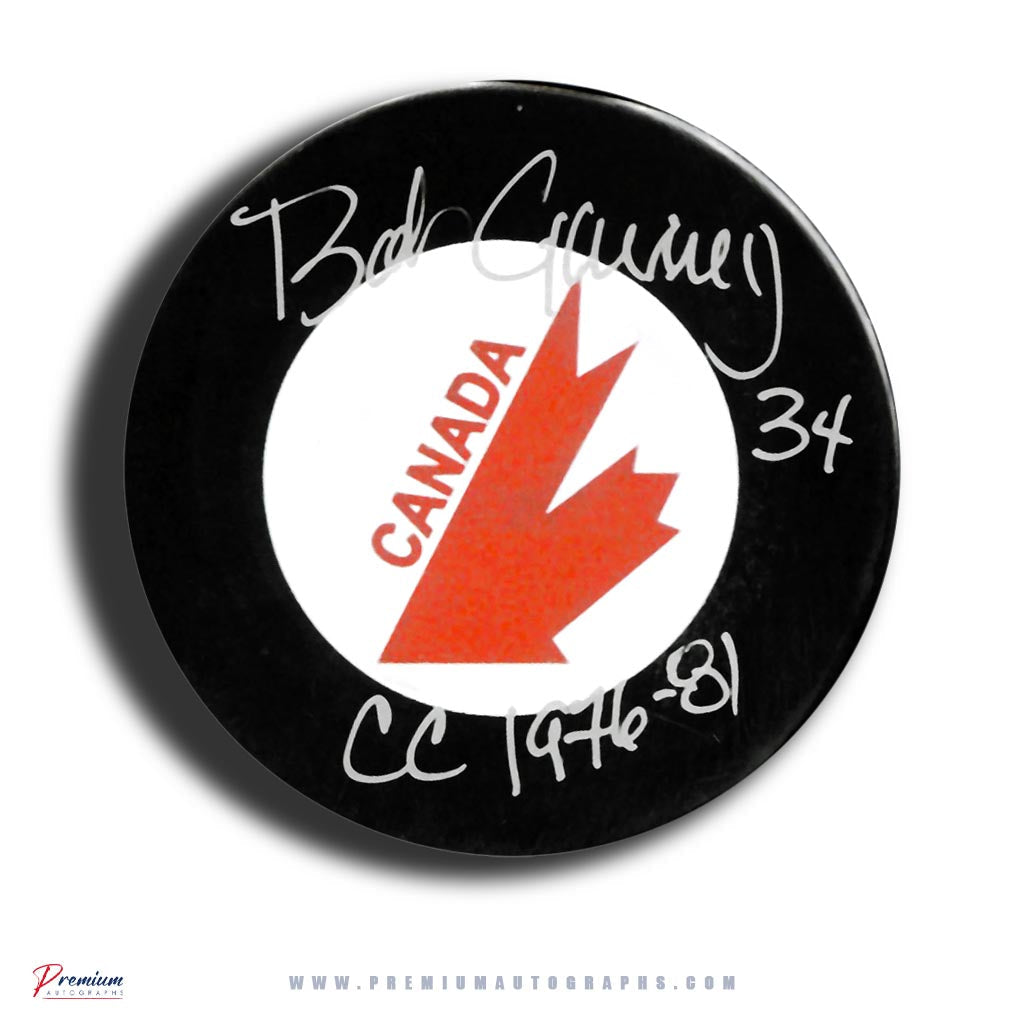 Bob Gainey Team Canada Signed Puck w/ CC 1976-81 Inscription