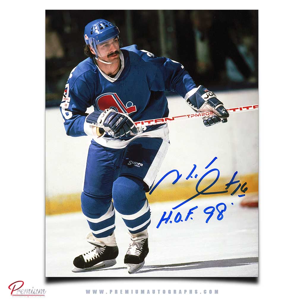 Michel Goulet Quebec Nordiques Signed 8x10 Photograph Defencsive Zone w/ HOF 98 Inscription