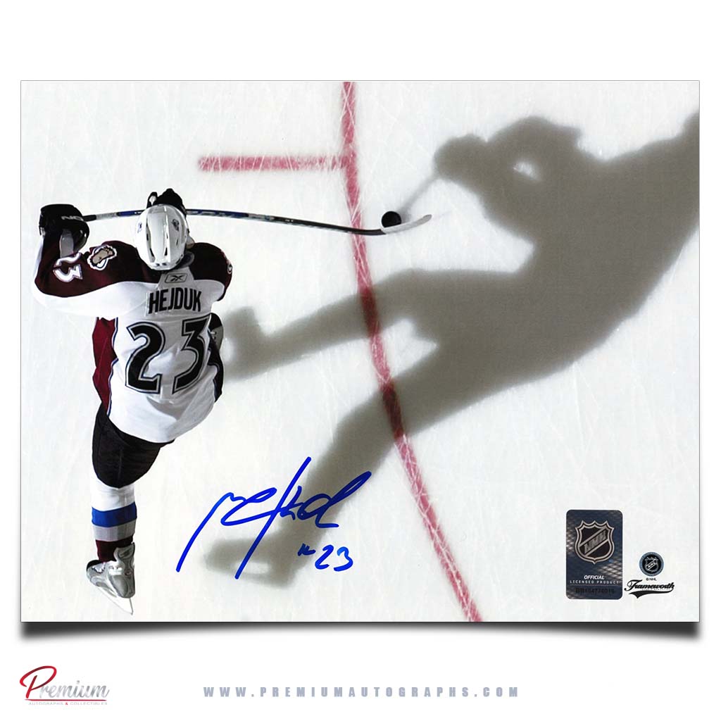 Milan Hejduk Colorado Avalanche Autographed 8x10 Photograph Overhead Shot