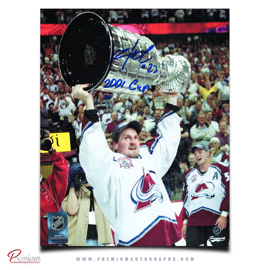 Milan Hejduk Colorado Avalanche Autographed 8x10 Photograph Stanley Cup Celebration w/ 2001 Cup Inscription