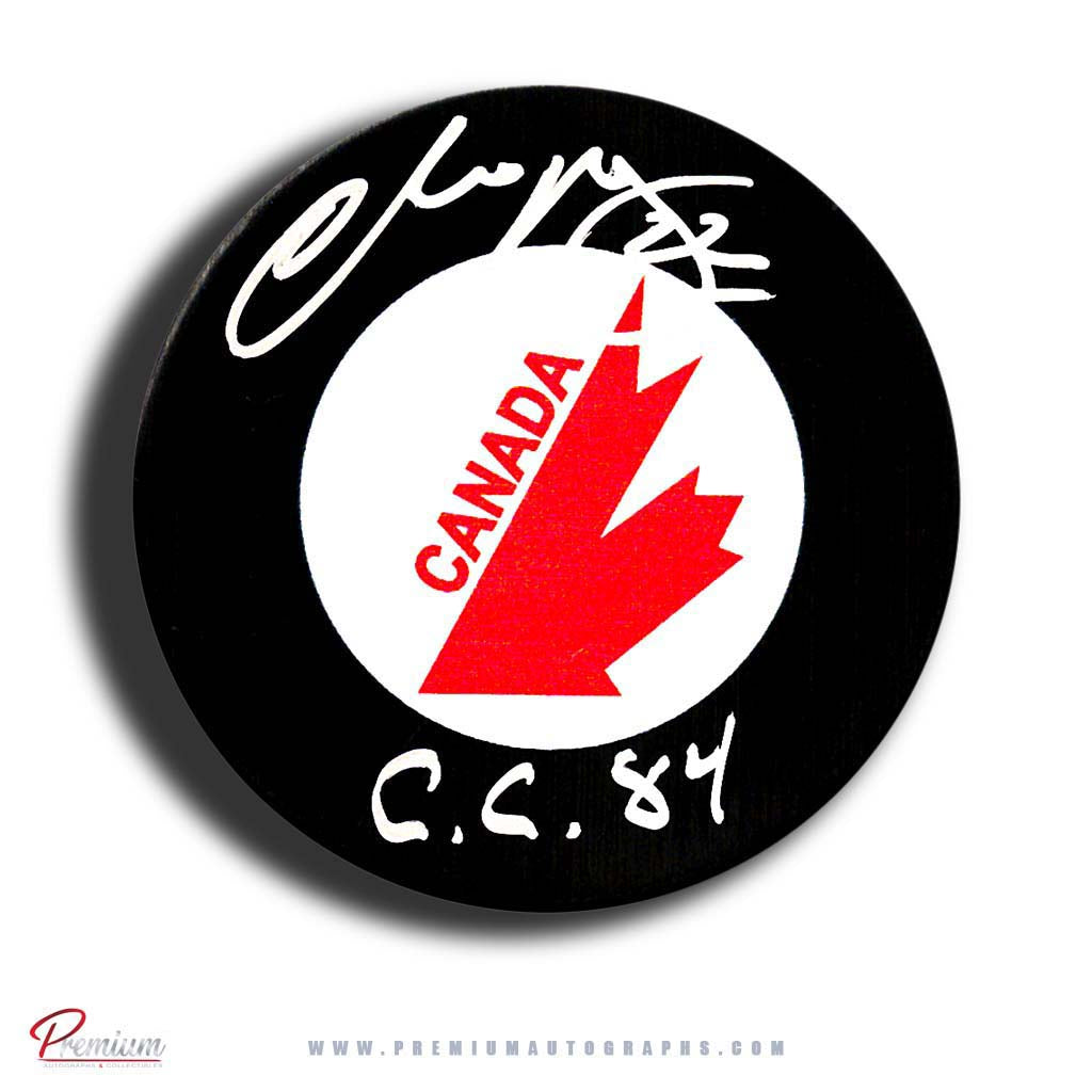 Charlie Huddy Canada Cup Autographed Puck w/ CC 84