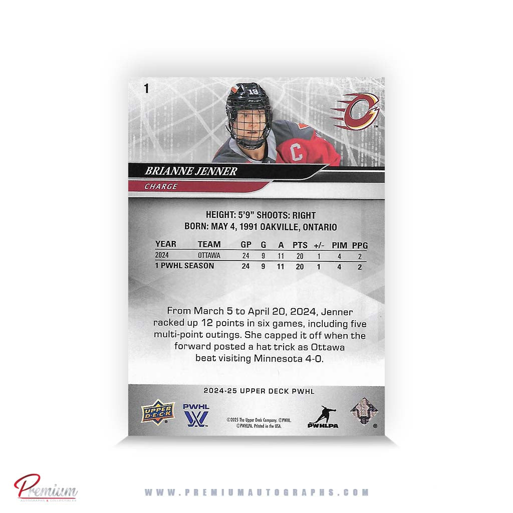 Brianne Jenner Ottawa Charge Autographed 2024-25 Upper Deck PWHL Hockey Card #1