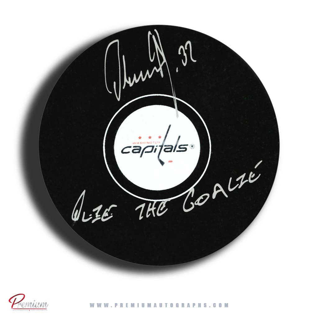 Olaf Kolzig Washington Capitals Autographed Puck w/ Olie the Goalie Inscription