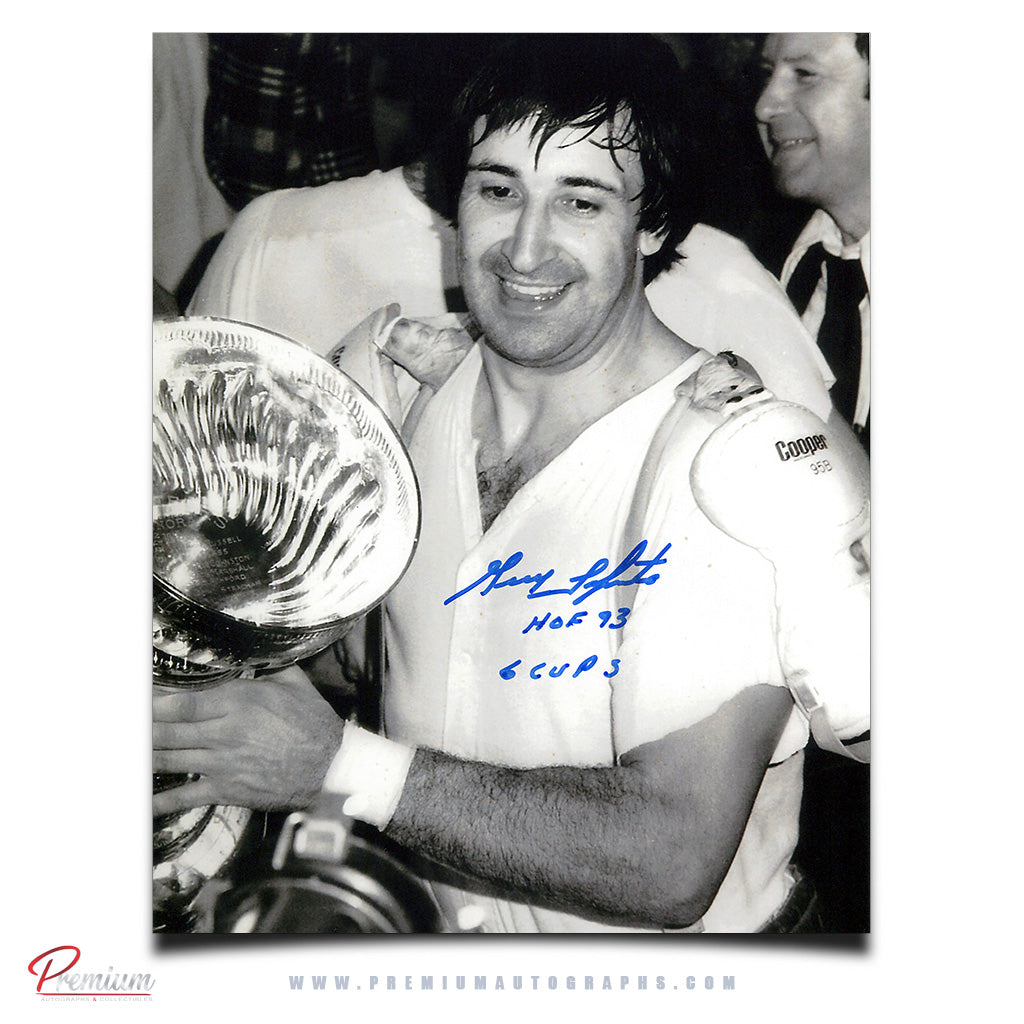 Guy Lapointe Montreal Canadiens Signed 8x10 Photograph Stanley Cup w/ 6 Cups Inscription