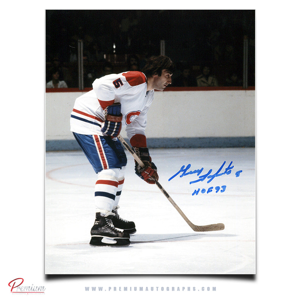 Guy Lapointe Montreal Canadiens Signed 8x10 Photograph Face Off w/ HOF 93 Inscription