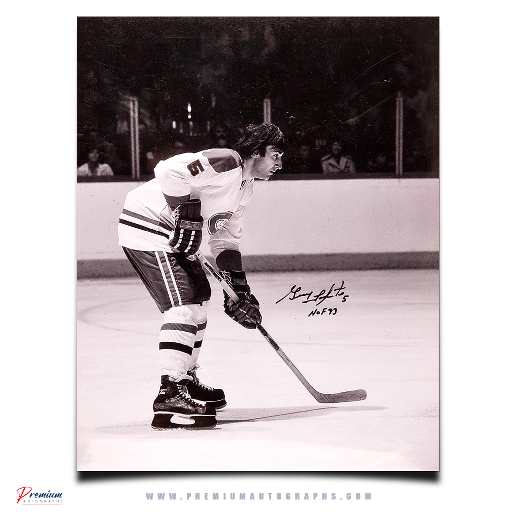 Guy Lapoite Montreal Canadiens Signed 16x20 Photograph Faceoff w/ HOF 93 Inscription