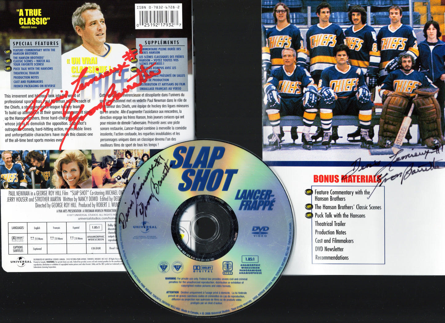 Yvan Barrette Autographed DVD Slapshot lot