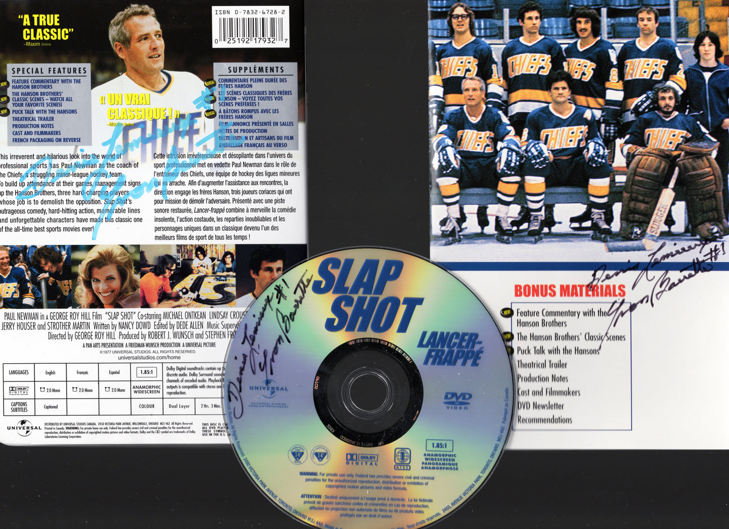 Yvan Barrette Autographed DVD Slapshot lot