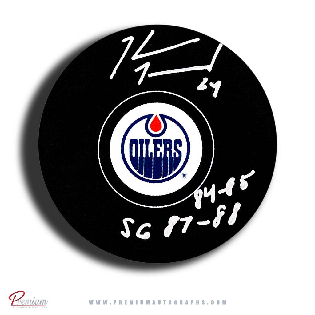 Kevin McClelland Edmonton Oilers Autographed Puck w/ SC 84-85 & 87-88 Inscription