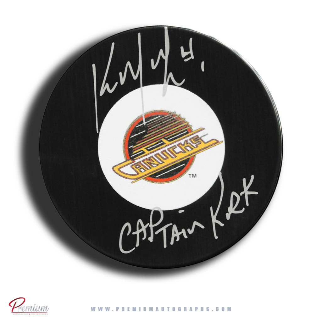 Kirk McLean Vancouver Canucks Signed Puck w/ Captain Kirk Inscription