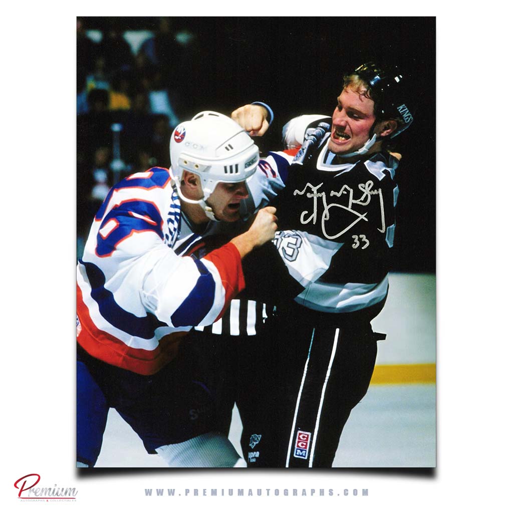 Marty McSorley Los Angeles Kings Autographed 8x10 Photograph Flight Vs. Islanders