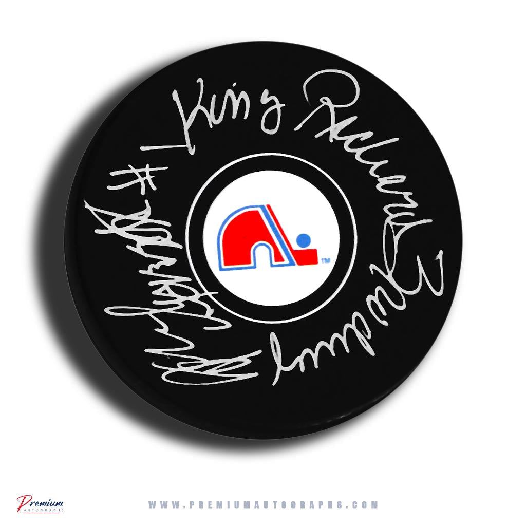 John Garrett & King Richard Brodeur Quebec Nordiques Signed Puck