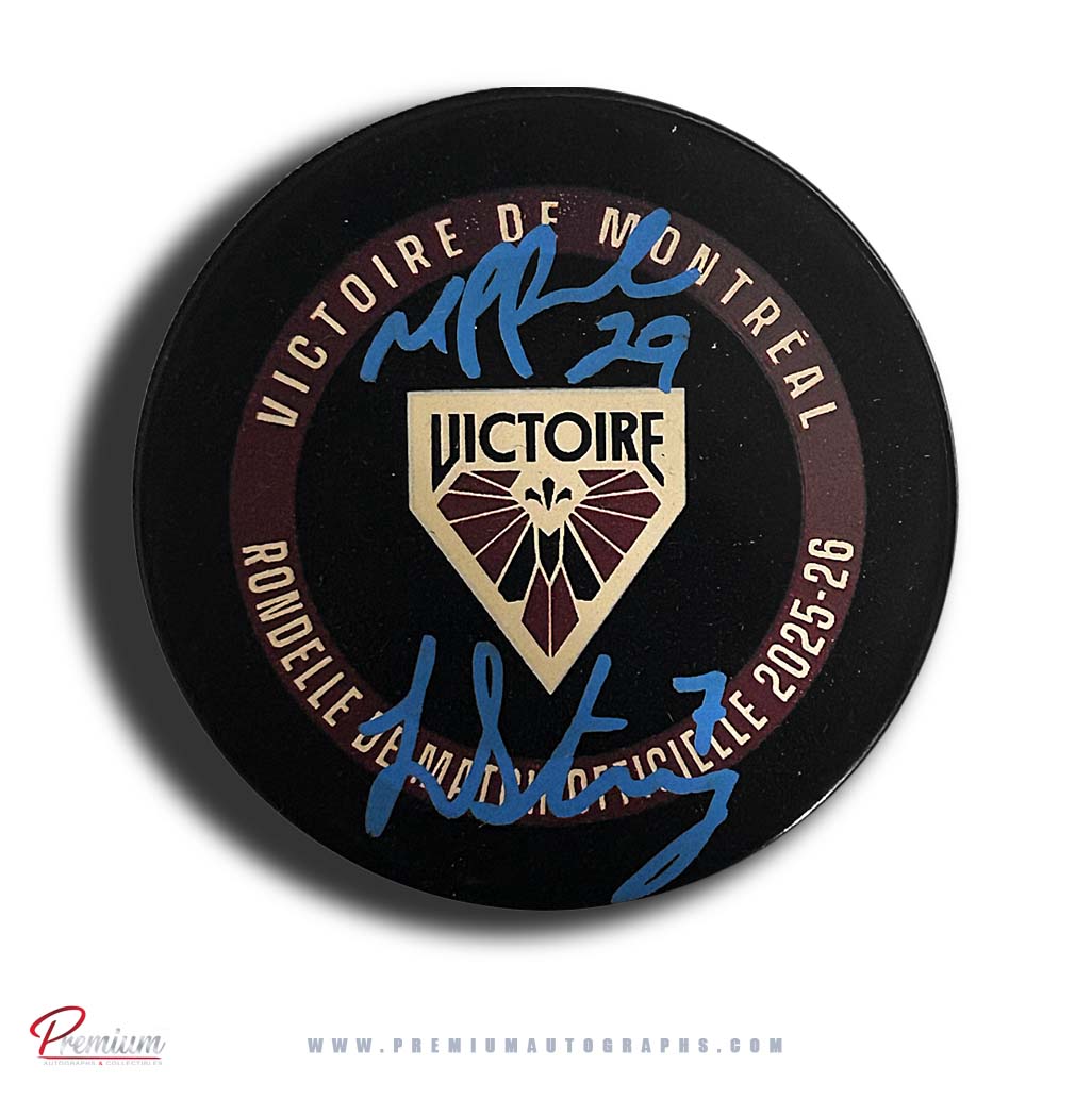 Marie-Philip Poulin & Laura Stacey Autographed Montreal Victoire 2025-26 Official Game Puck