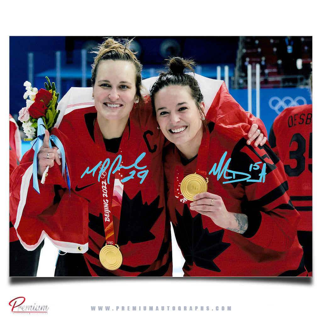Marie-Philip Poulin & Meodie Daoust Team Canada Autographed 8x10 Photograph Gold Medal Celebration