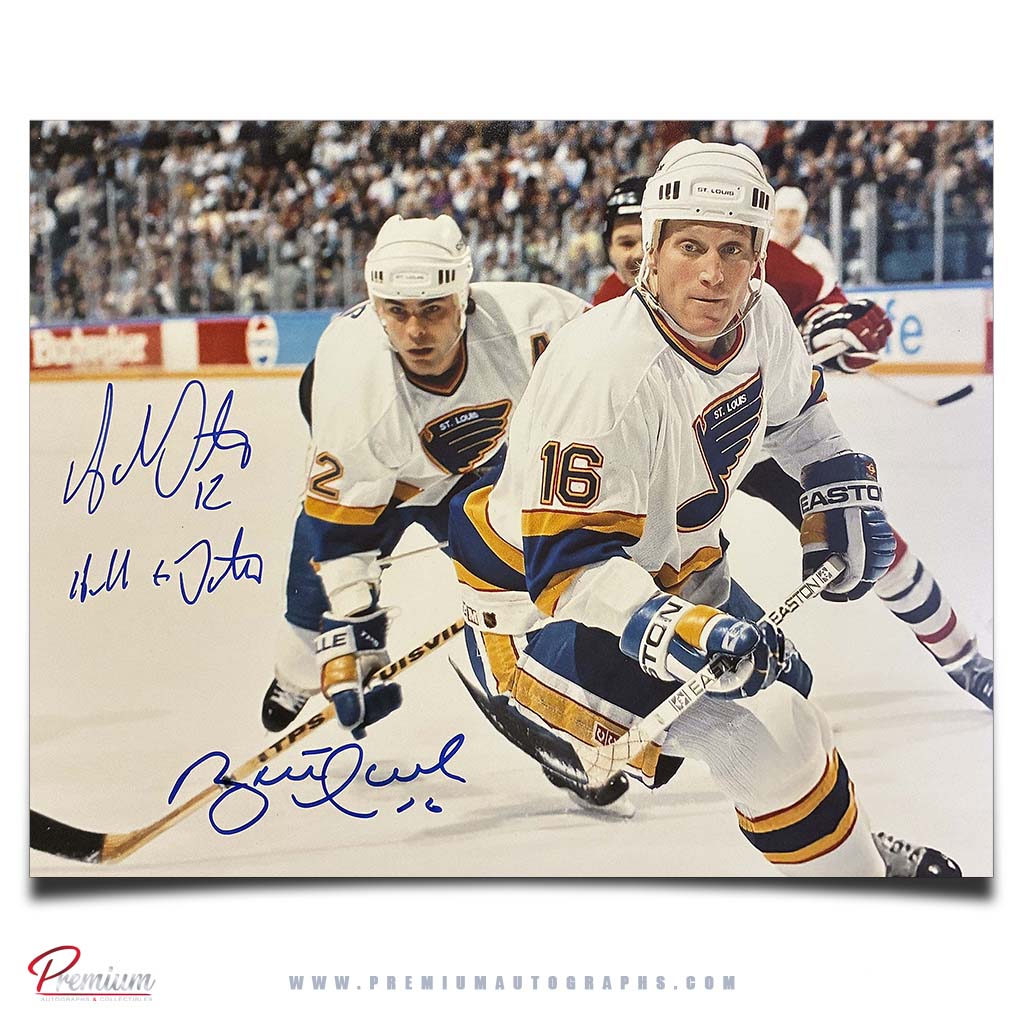 Adam Oates & Brett Hull St. Louis Blues Autographed 11x14 Teammates w/ Hull & Oates Inscription