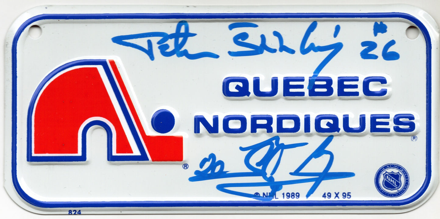 Peter Stastny & Marian Stastny Autographed Quebec Nordiques Mini License Plate