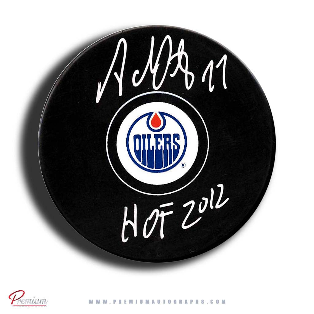 Adam Oates Edmonton Oilers Signed Puck