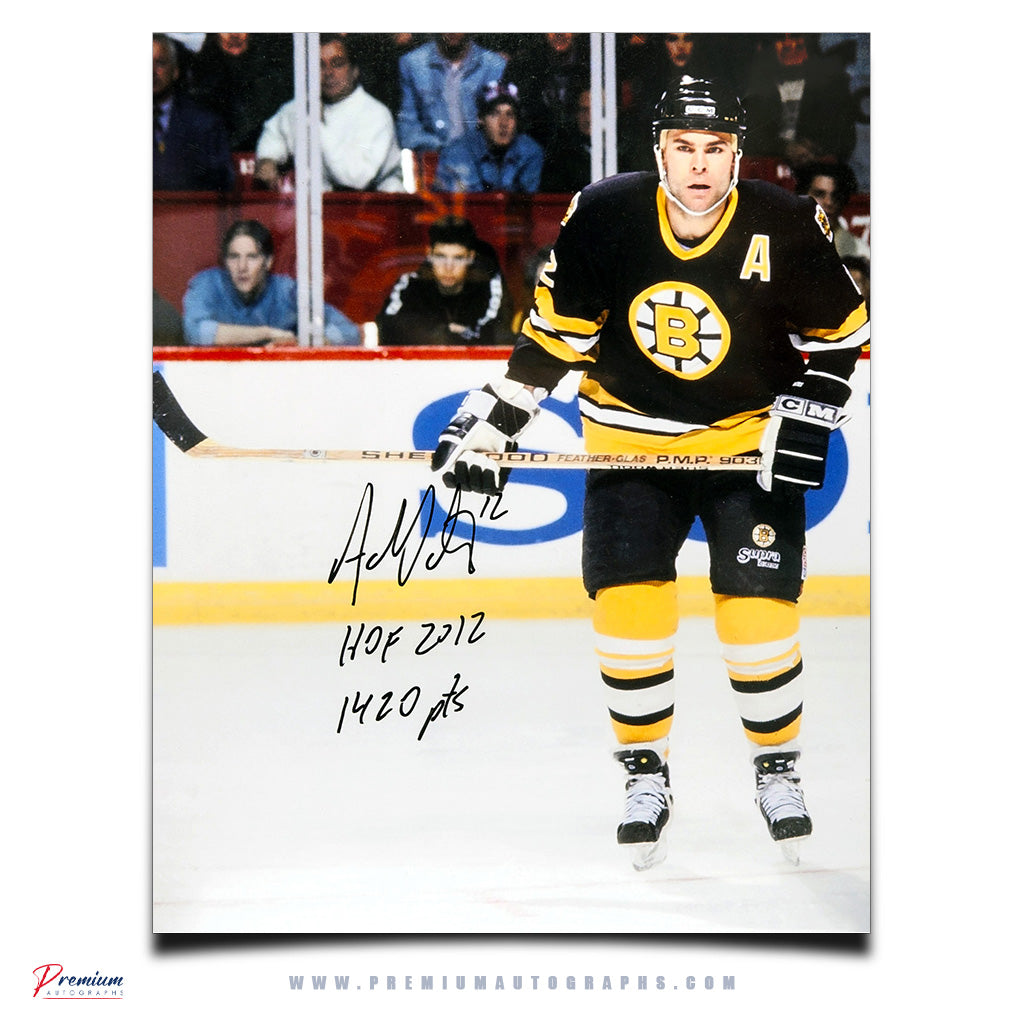 Adam Oates Boston Bruins Signed 16x20 Photograph Intense w/ HOF 2012 & 1420 Pts Inscriptions