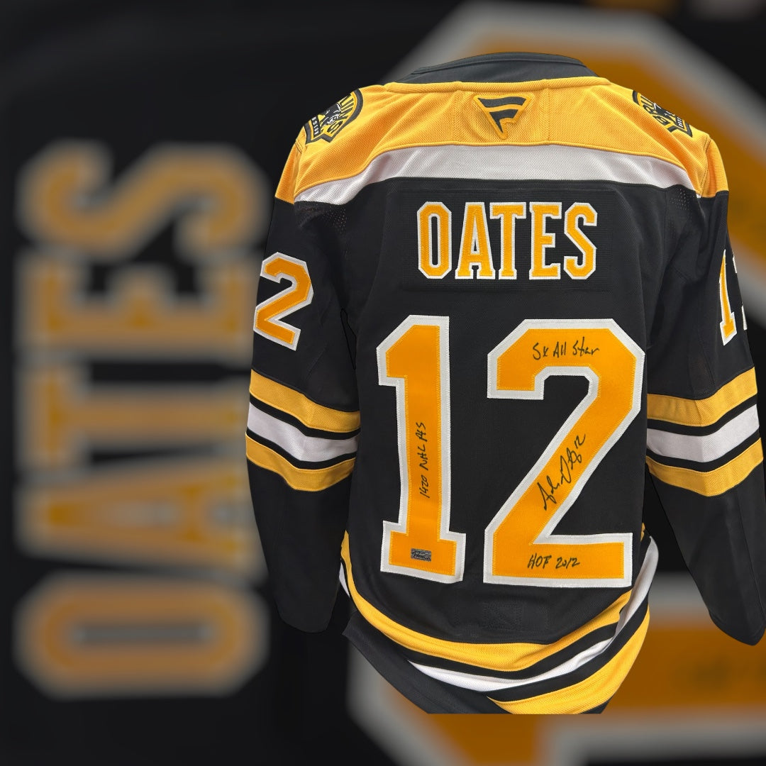 Adam Oates Boston Bruins Fanatics Autographed Jersey w/ 3 great career Inscriptions