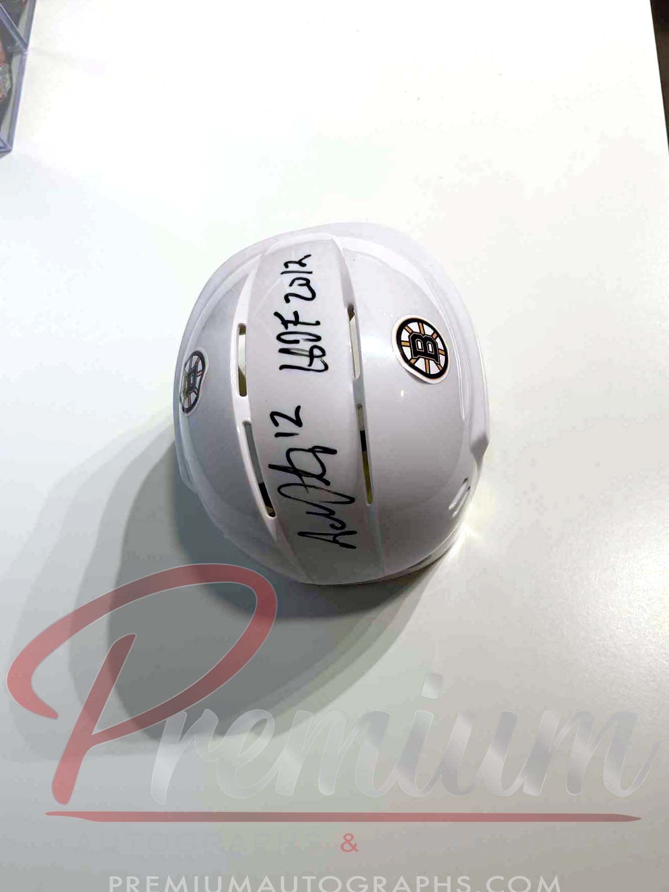 Adam Oates Boston Bruins Autographed Mini Helmet HOF 2012 WHITE