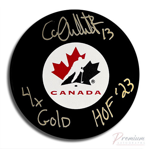 Caroline Ouellette Canada Signed Puck w/ 4x Gold & HOF 2023 Inscription
