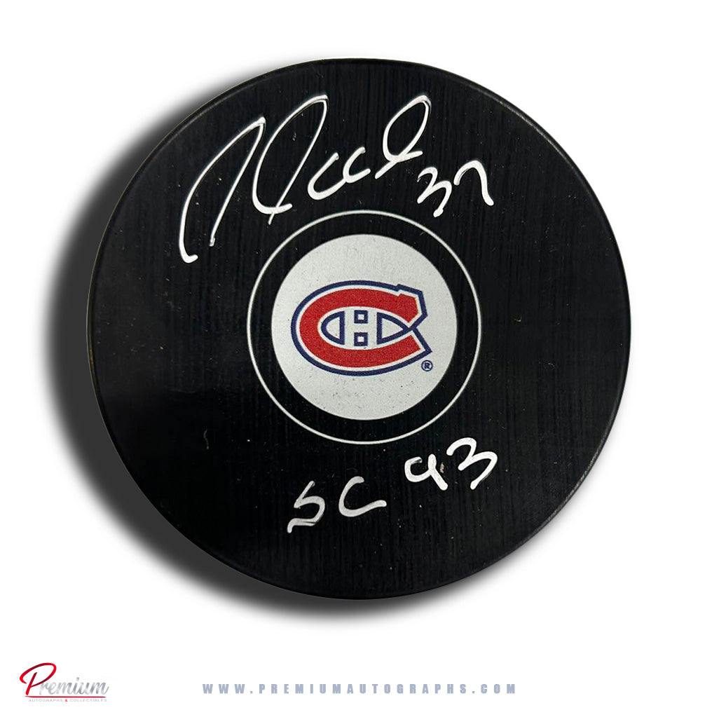 Andre Racicot Montreal Canadiens Autographed Puck w/ SC 93 Inscription