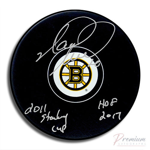 Mark Recchi Boston Bruins Signed Puck w/ 2011 Stanley Cup & HOF 2017 Inscription