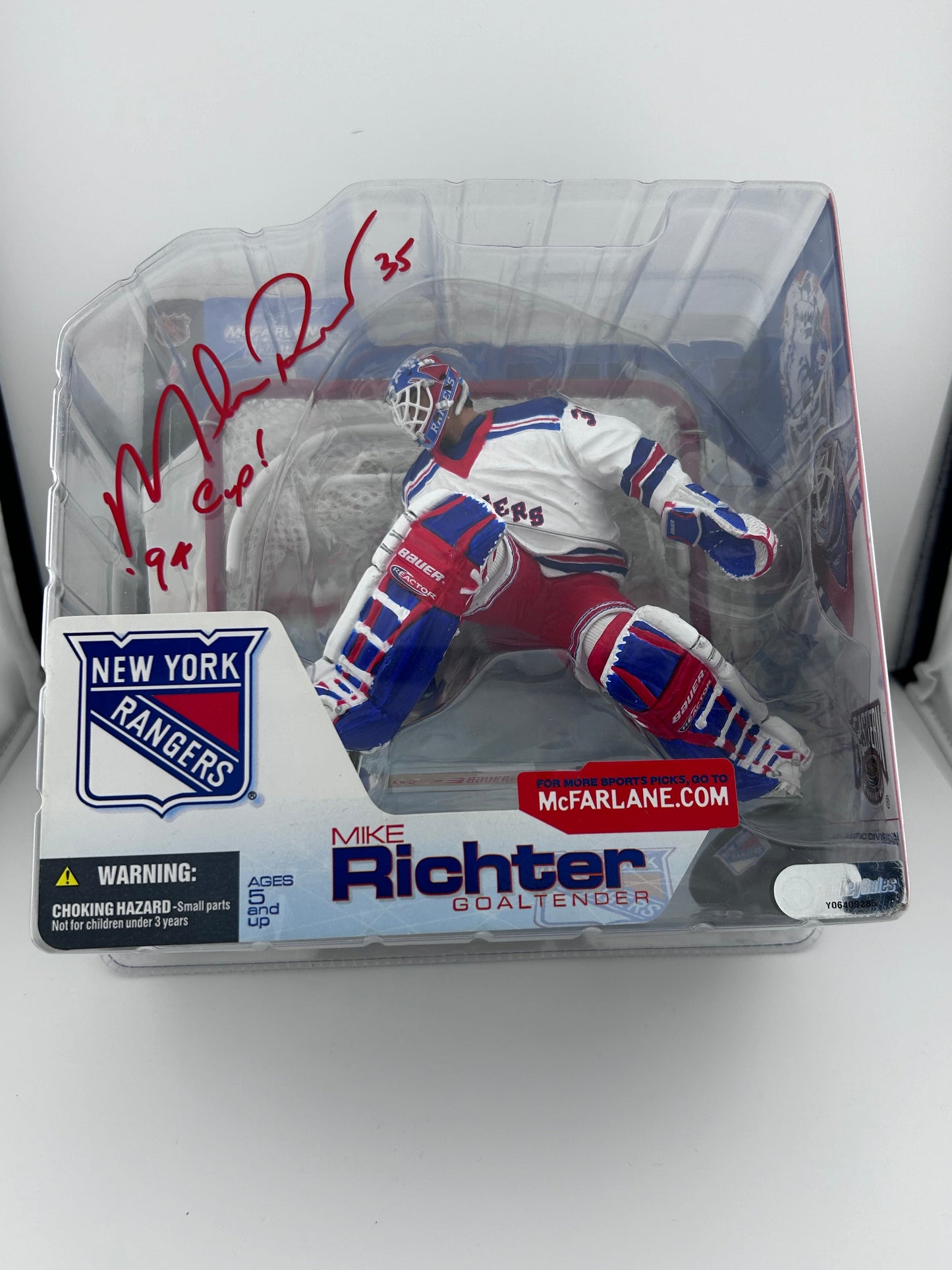 Mike Richter New York Rangers Autographed McFarlane (on package) w/ 94 Cup Inscription in red paint pen