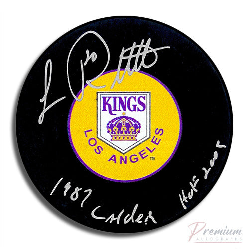 Luc Robitaille Los Angeles Kings Signed Puck w/ 1987 Calder & HOF 09 Inscription