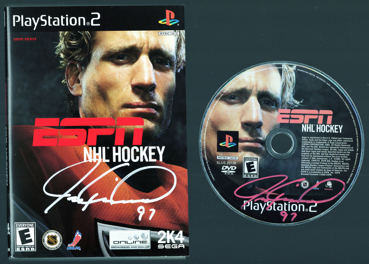 Jerey Roenick Chicago Blackhawks ESPN 2K4 Booklet & CD for PlayStation 2 Autographed Lot