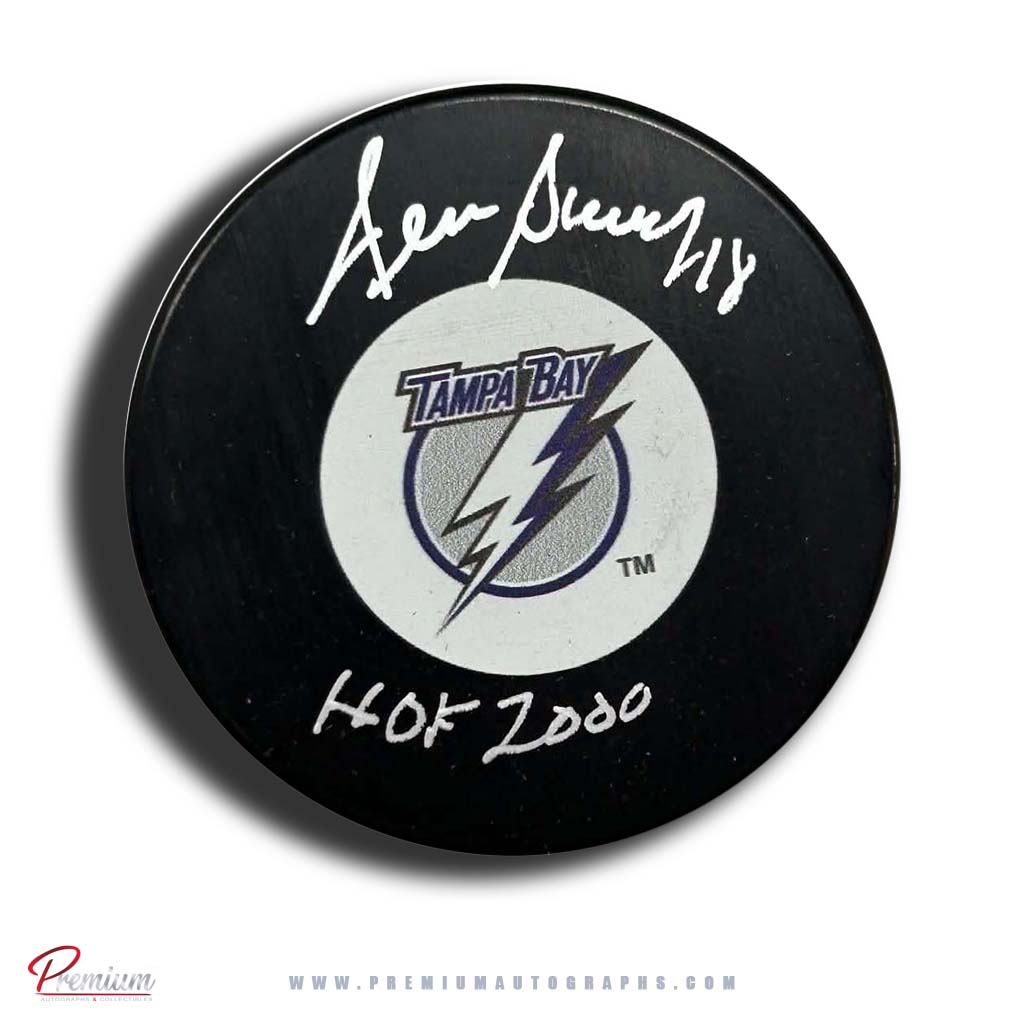 Denis Savard Tampa Bay Lightning Autographed Puck w/ HOF 2000 Inscription
