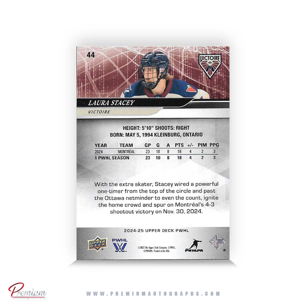 Laura Stacey Montreal Victoire Autographed 2024-25 Upper Deck PWHL Hockey Card #44