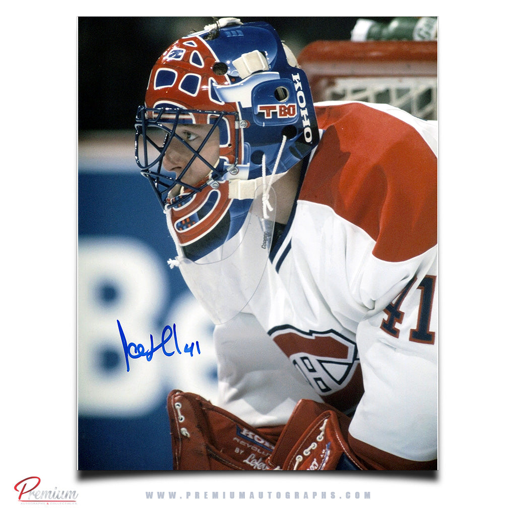Jocelyn Thibault Montreal Canadiens Signed 8x10 Photograph Close Up TBO Mask