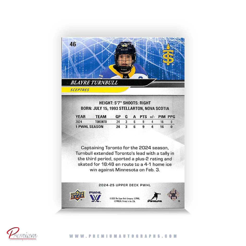 Blayre Turnbull Toronto Sceptres Autographed 2024-25 Upper Deck PWHL Hockey Card #46
