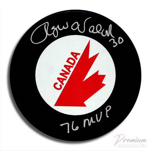 Rogie Vachon Team Canada Signed Puck w/ 1976 MVP Inscription